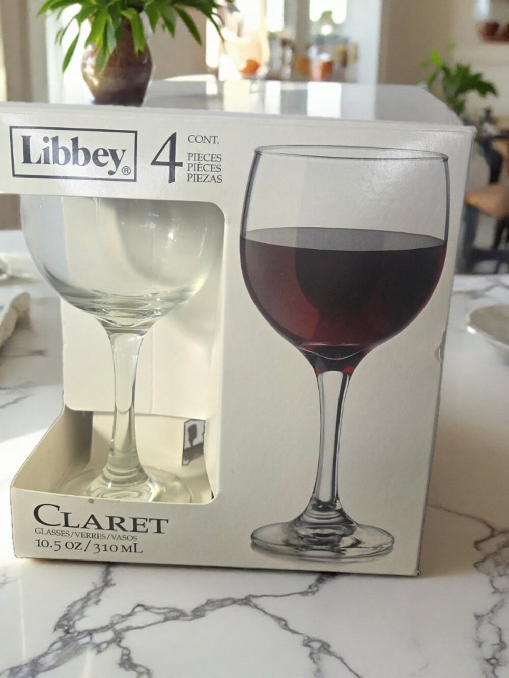 Vintage Libbey Claret Wine Glasses Goblets Stemware Set of 4 Made in USA
